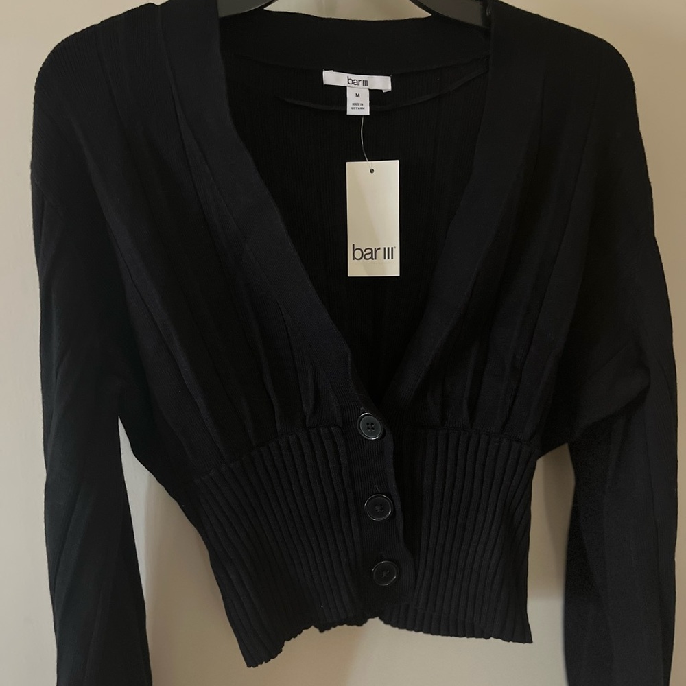 🖤BAR III WOMEN’S CROPPED CARDIGAN SWEATER. NWT. DEEP BLACK. SIZE MEDIUM.🖤